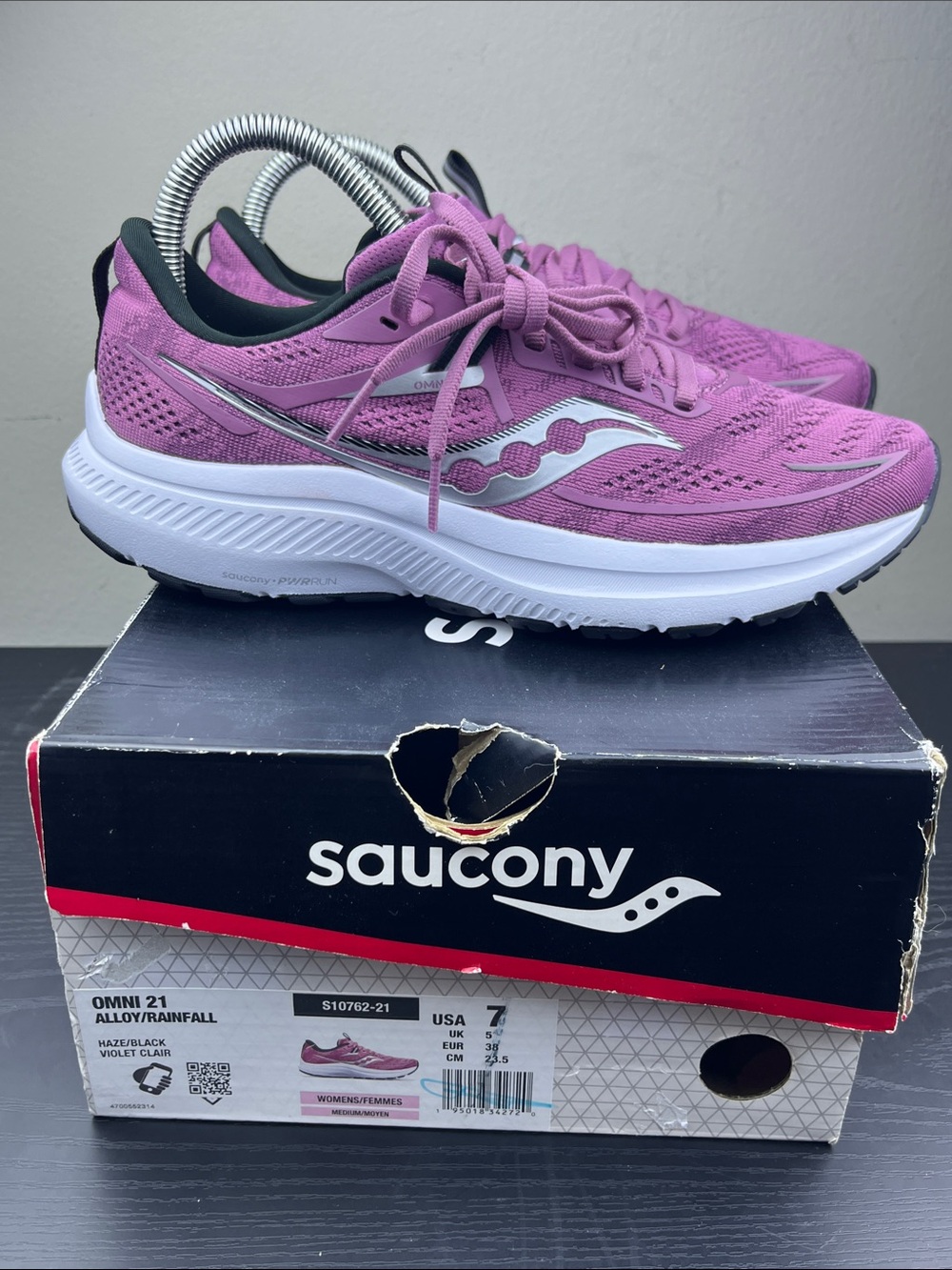 Saucony Omni 21 Women's Sz 7‎ Purple Pink Running Sneakers New with Box - Picture 7 of 7